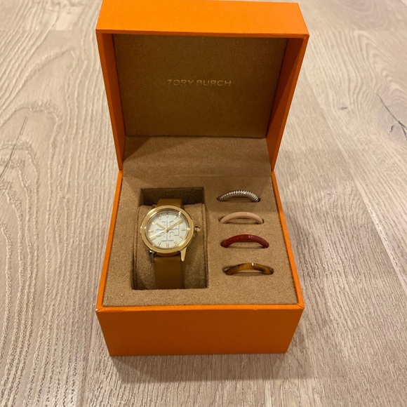 Tory Burch Women's Gold and Brown Watch with Interchangeable Bands